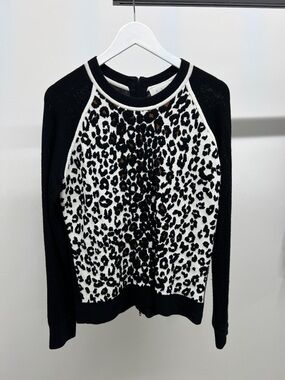 A.L.C. Black White Leopard Crewneck Sweater